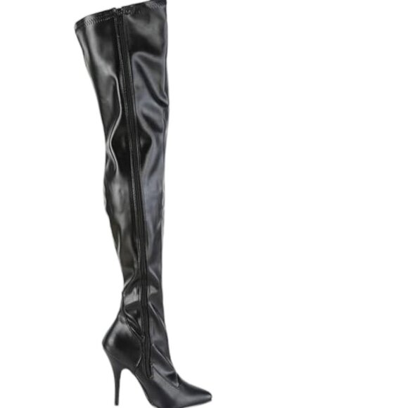 Pleaser Women's Seduce-3000 Thigh-high Black Matte  Zip Boots  Size 6 - Picture 4 of 8